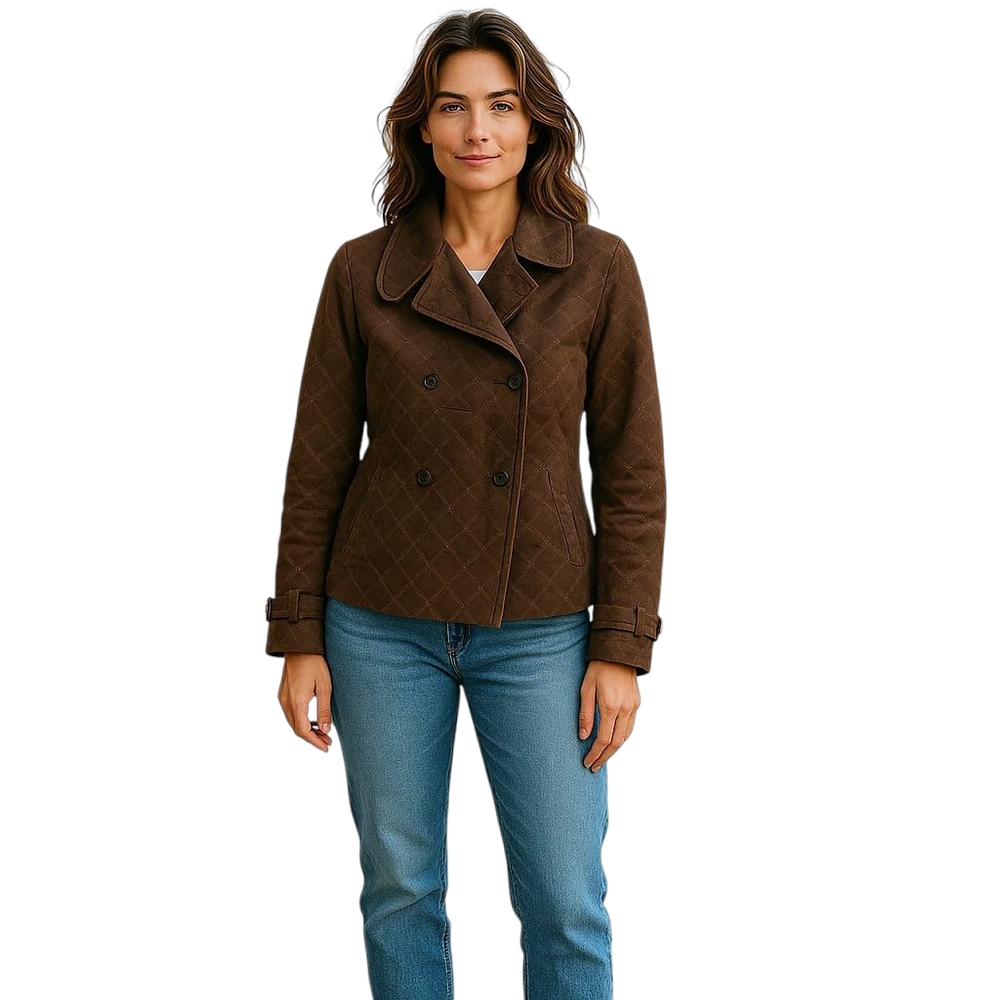 Nomis Double Breasted Jacket Women M Brown Short